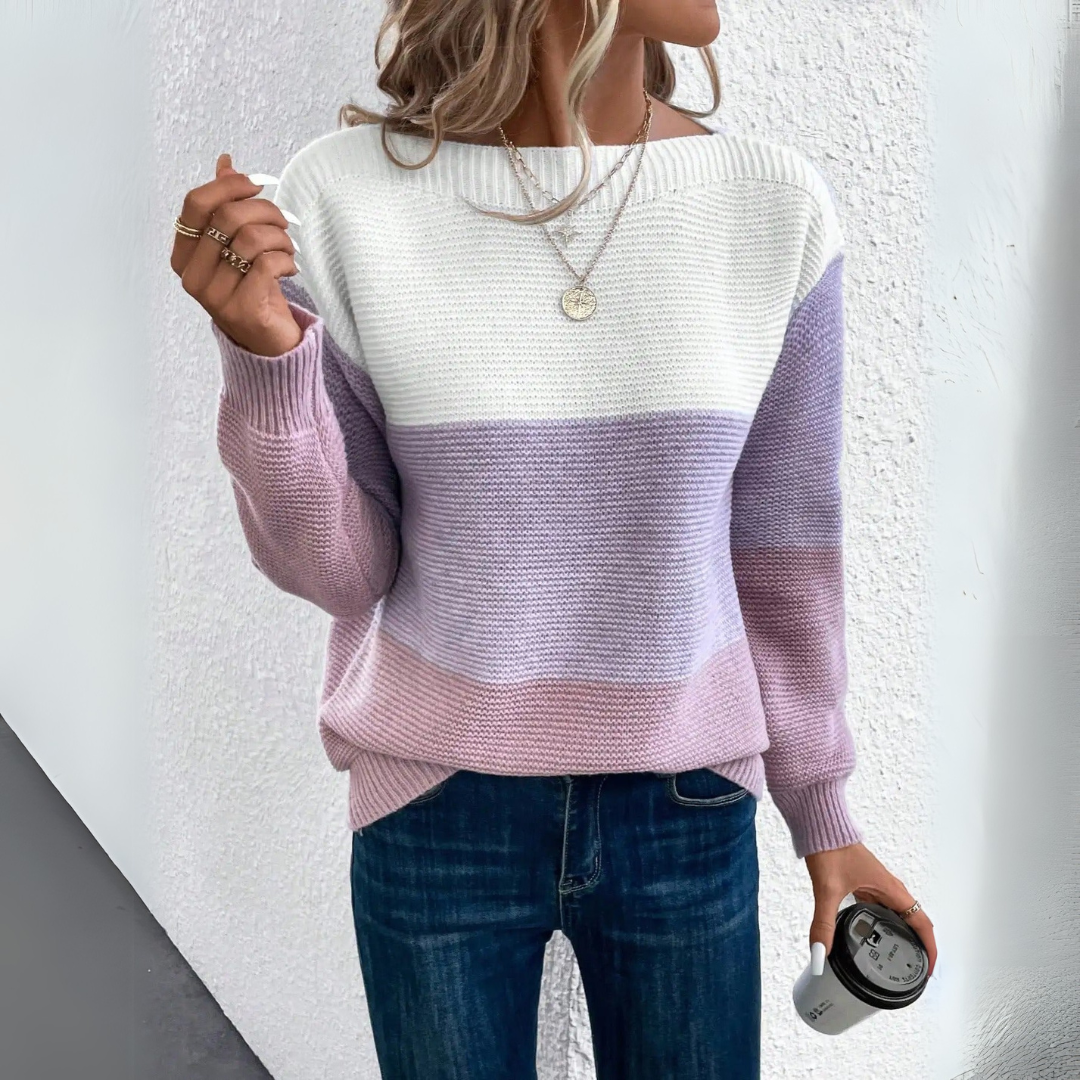 Sophia™ - Stylish Tri-Color Knit Sweater