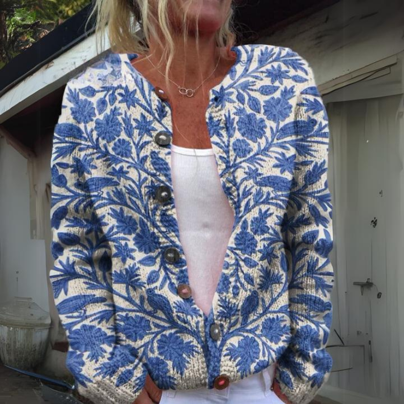 Elara™ - Wildflower Knit Button-Up Cardigan