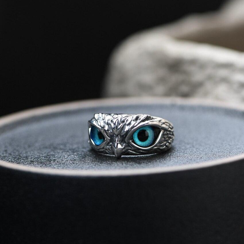 Silver and Opal Adjustable Ring Featuring the Owl of Good Luck