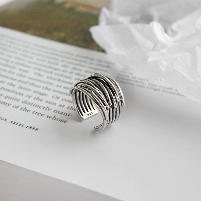 Adjustable Layered Ring in 925 Sterling Silver