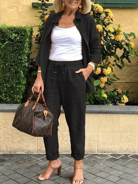 Eliana™ - Casual Linen Two-Piece Ensemble