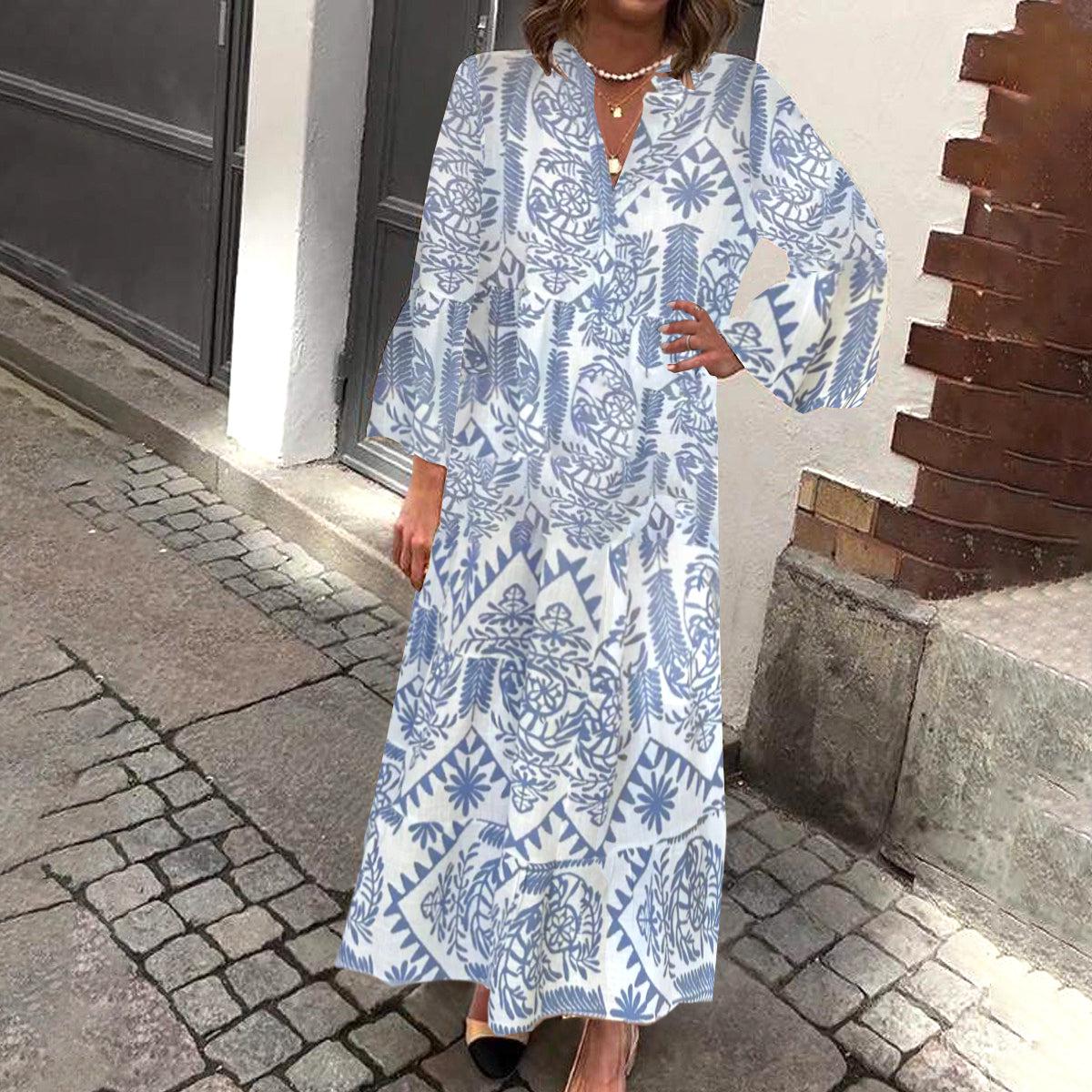 Maxi Dress with Floral Sleeves