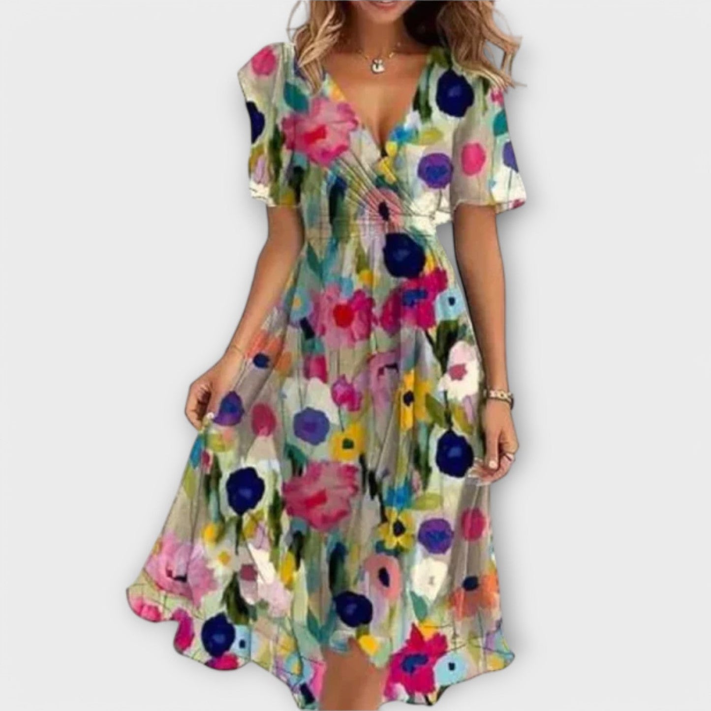 Whimsical Lily Blossom Wrap Dress