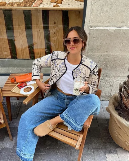 Luna™ - Retro Floral Quilted Cotton Jacket