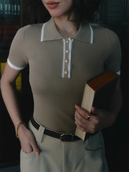 Button-Detail Knit Top