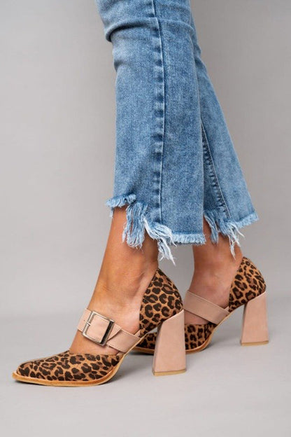 Selveta | Suede Leopard Print Stable Heel Sandals
