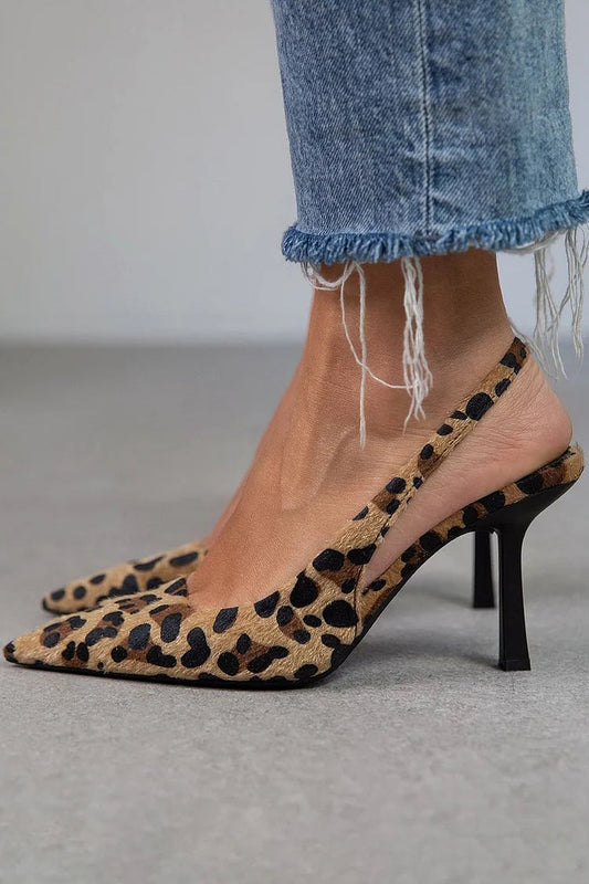 Ambra™ | Back Strap Leopard Print Heels