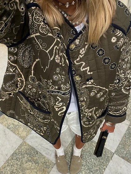 Luna™ - Retro Floral Quilted Cotton Jacket