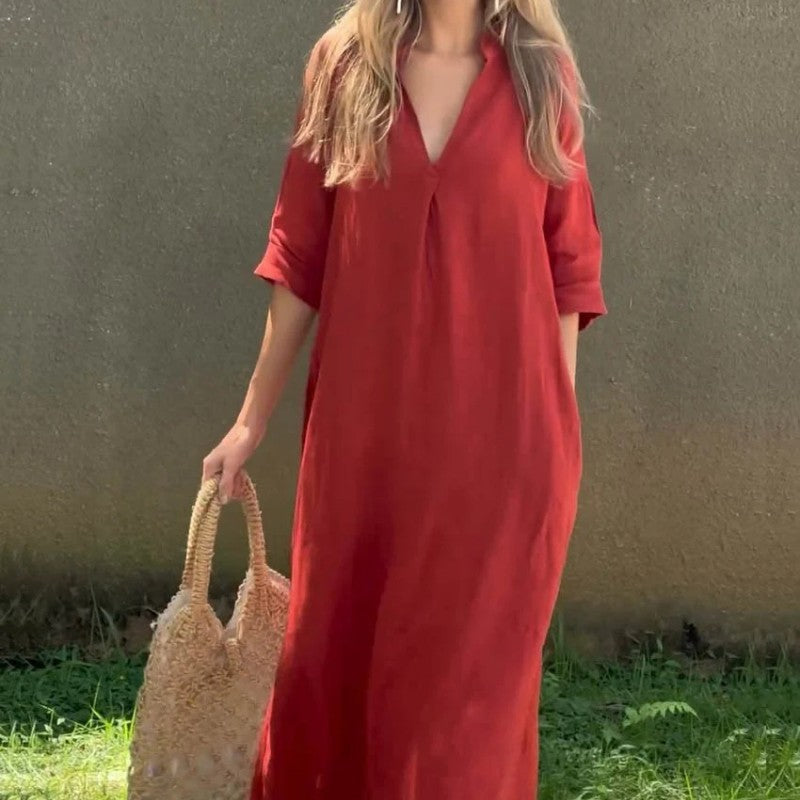 Clara V-Neck Midi Dress