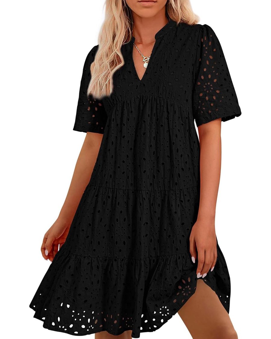 Ruffled Mini Dress in Pink Lace