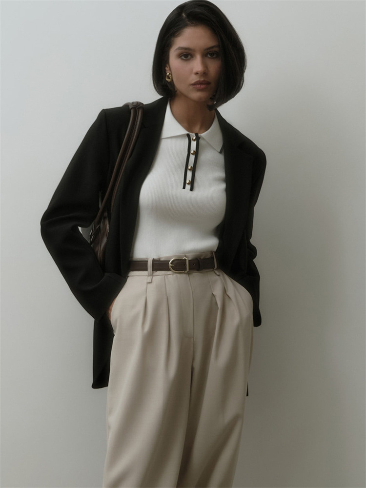 Button-Detail Knit Top