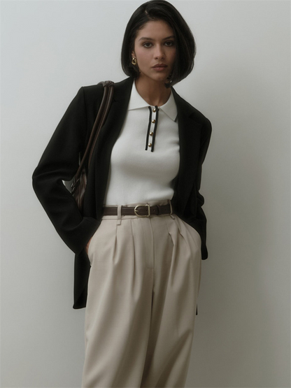 Button-Detail Knit Top