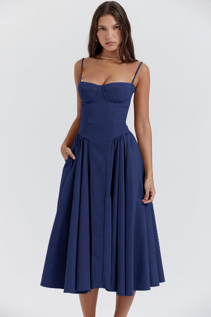 Elegant Essence Sleeveless Corset Midi Dress