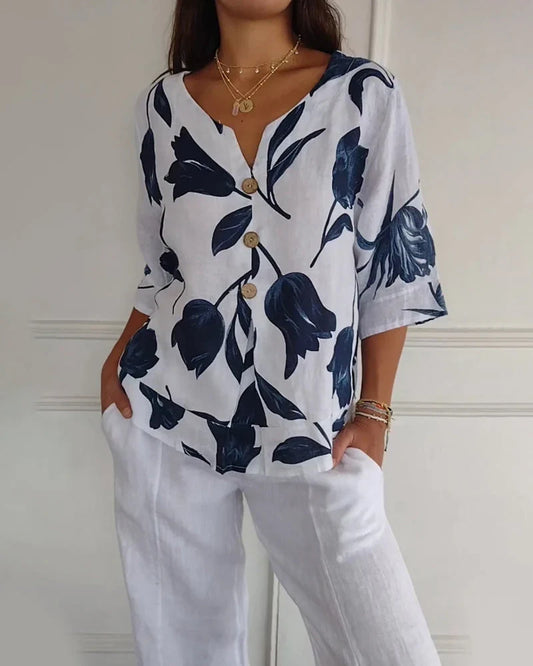 Floral Breeze Cotton Blouse