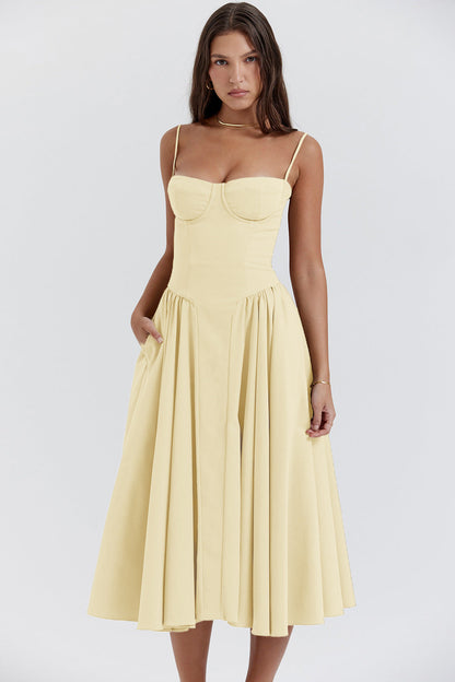 Elegant Essence Sleeveless Corset Midi Dress