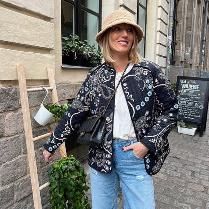 Luna™ - Retro Floral Quilted Cotton Jacket