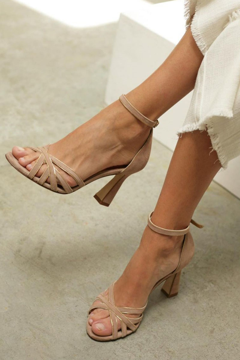 Elviera™ | Round Toe Patchwork Sandals Featuring a Sleek Thin Heel