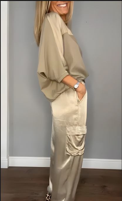 Elegant Satin Dreams Two-Piece Ensemble