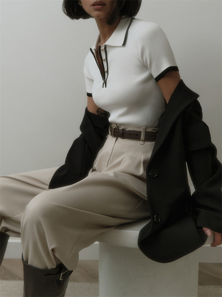 Button-Detail Knit Top