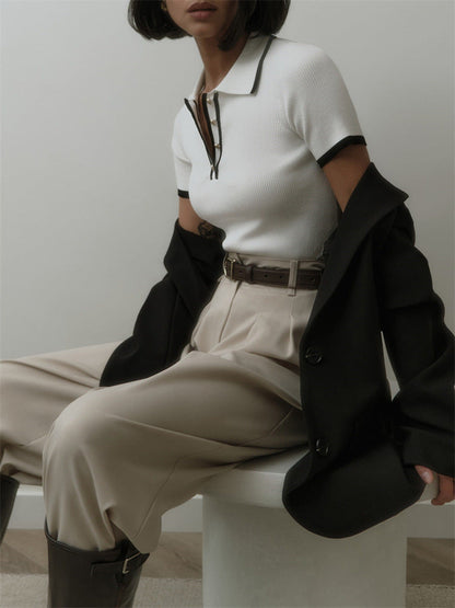 Button-Detail Knit Top