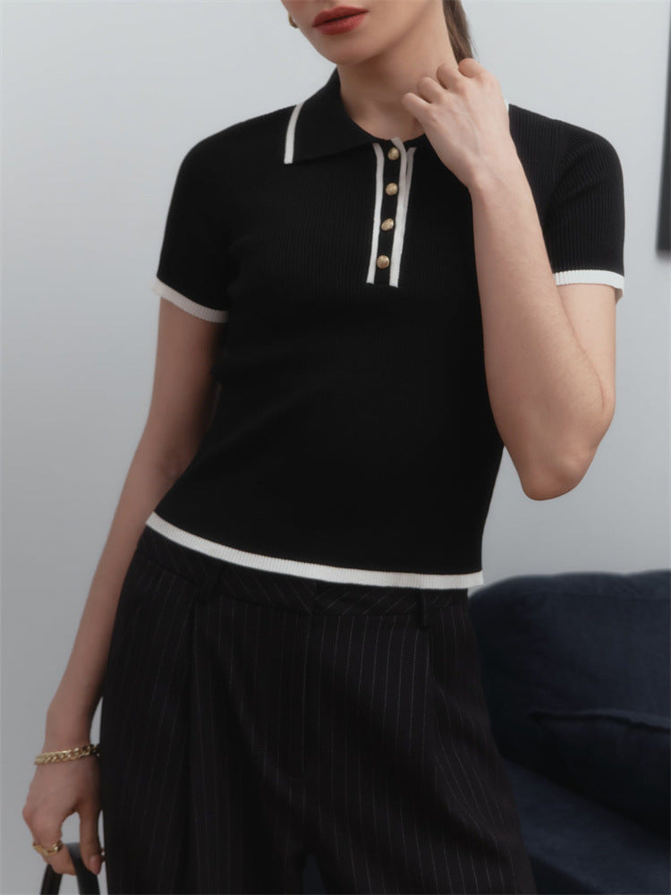 Button-Detail Knit Top