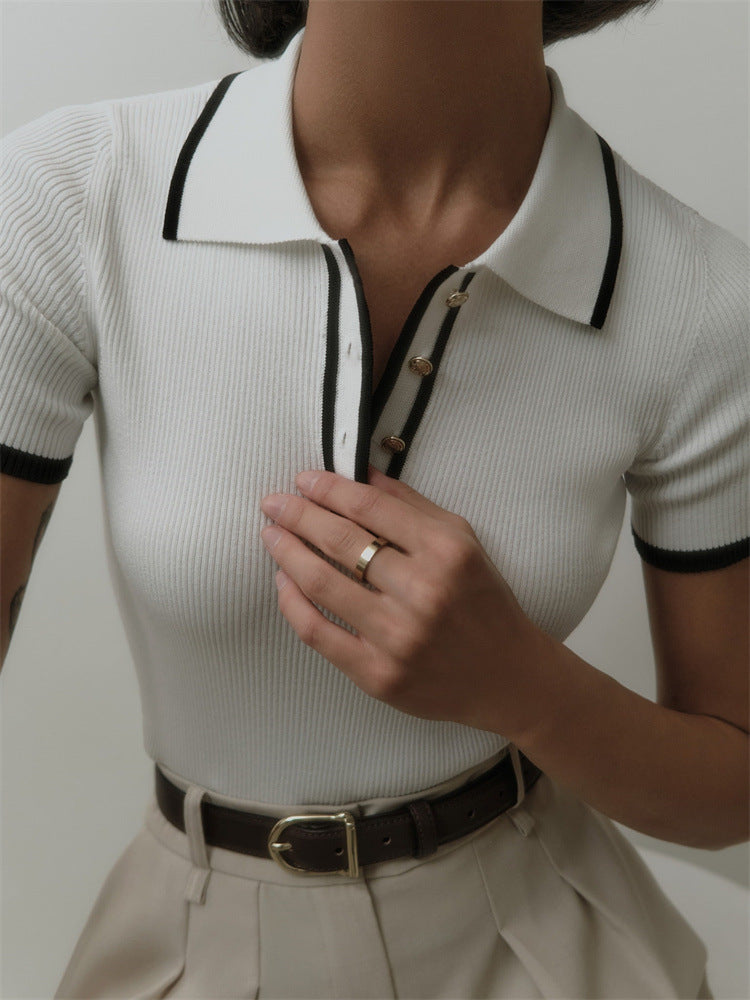 Button-Detail Knit Top