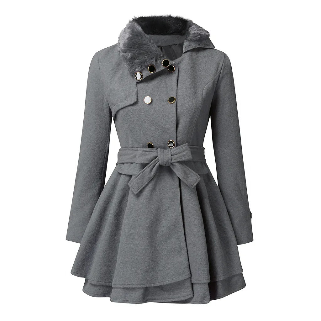 Geneva | Chic Trench Coat Featuring Faux Fur Details