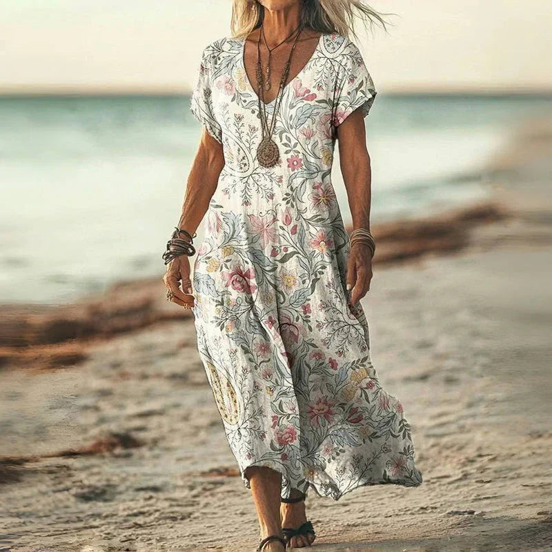 Maxi Dress in Ember Sunset Breeze