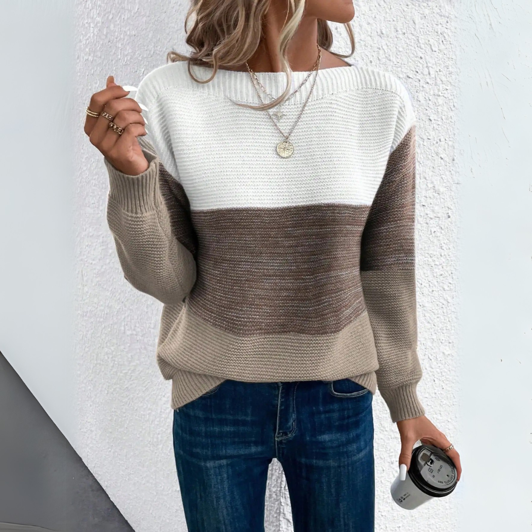 Sophia™ - Stylish Tri-Color Knit Sweater