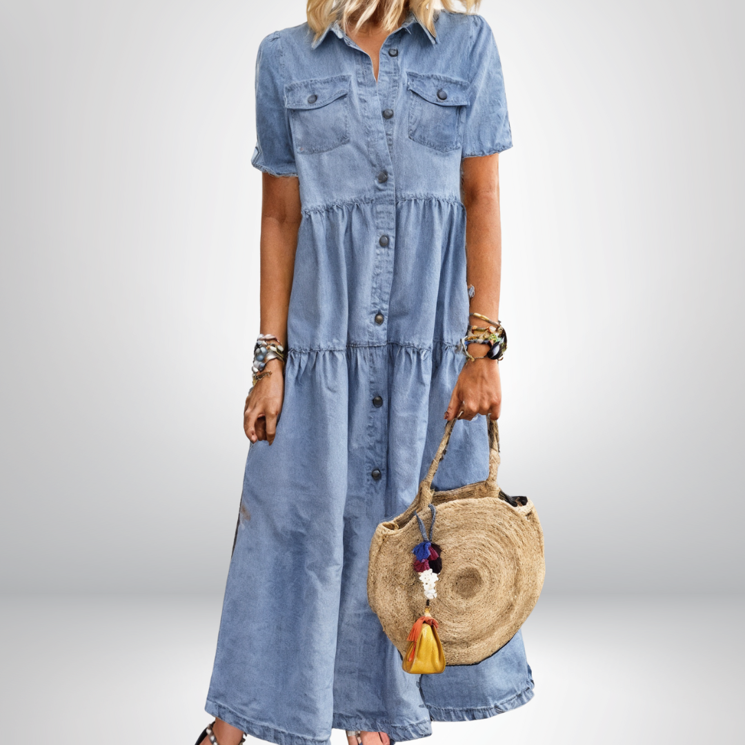Mika - Cozy Button-Up Denim Dress