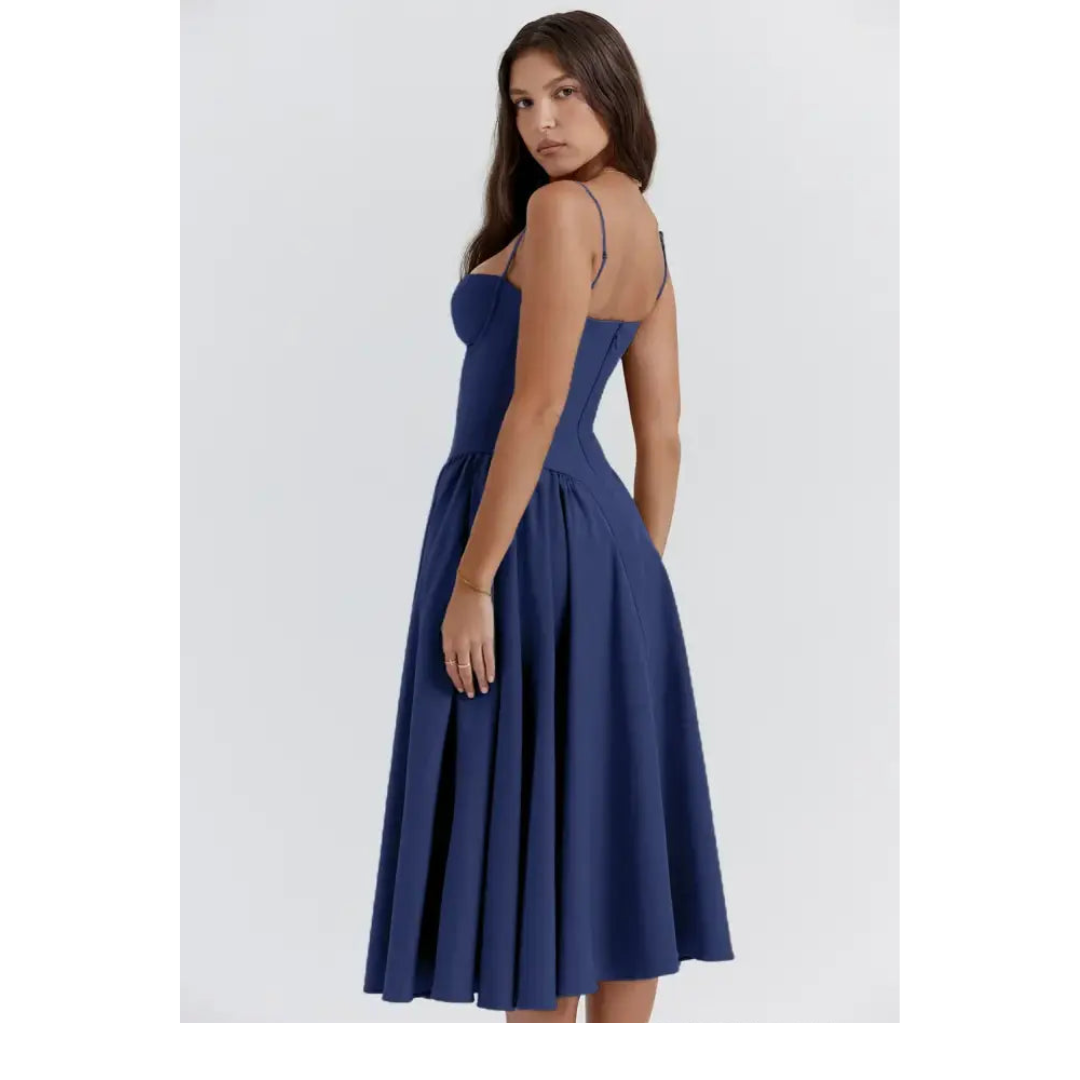 Elegant Essence Sleeveless Corset Midi Dress