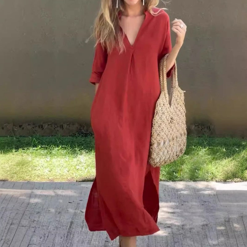 Clara V-Neck Midi Dress