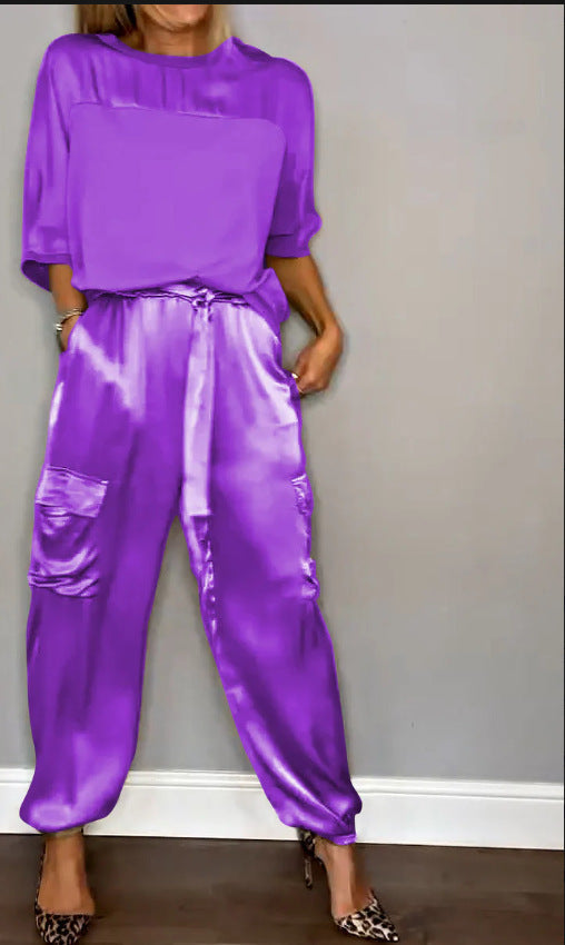 Elegant Satin Dreams Two-Piece Ensemble