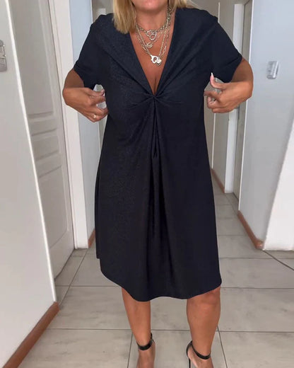 Amelia's V-Neck Shift Dress with Cinched Waist