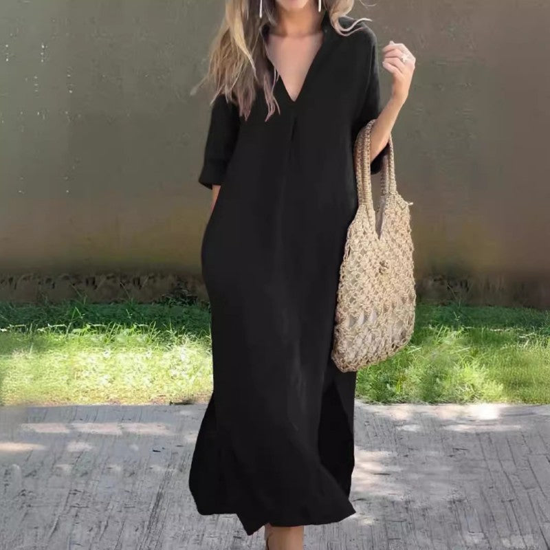 Clara V-Neck Midi Dress
