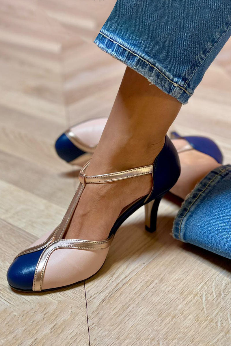Alessia™ | Vibrant and Cozy T-Strap Pumps with Round Toe Design