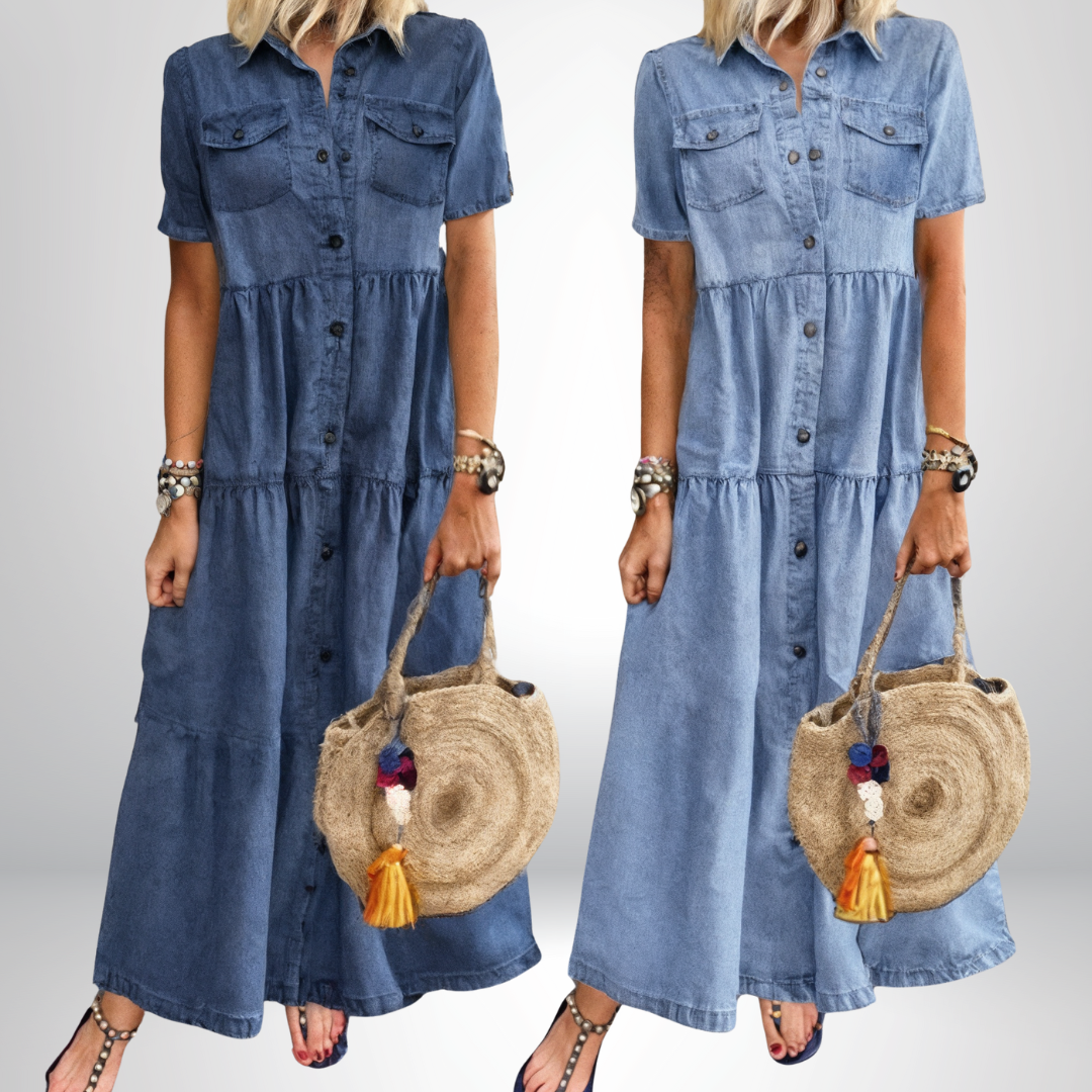 Mika - Cozy Button-Up Denim Dress