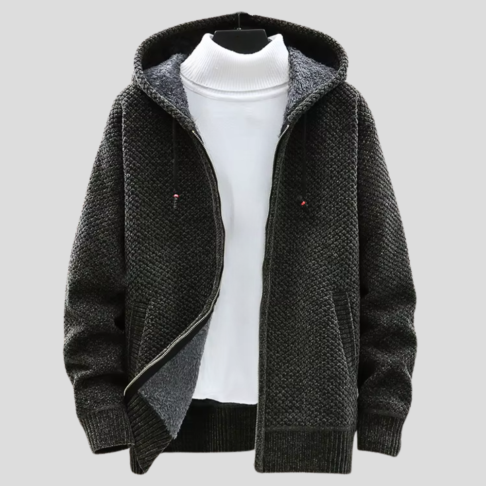Nordic-Inspired Knit Hoodie