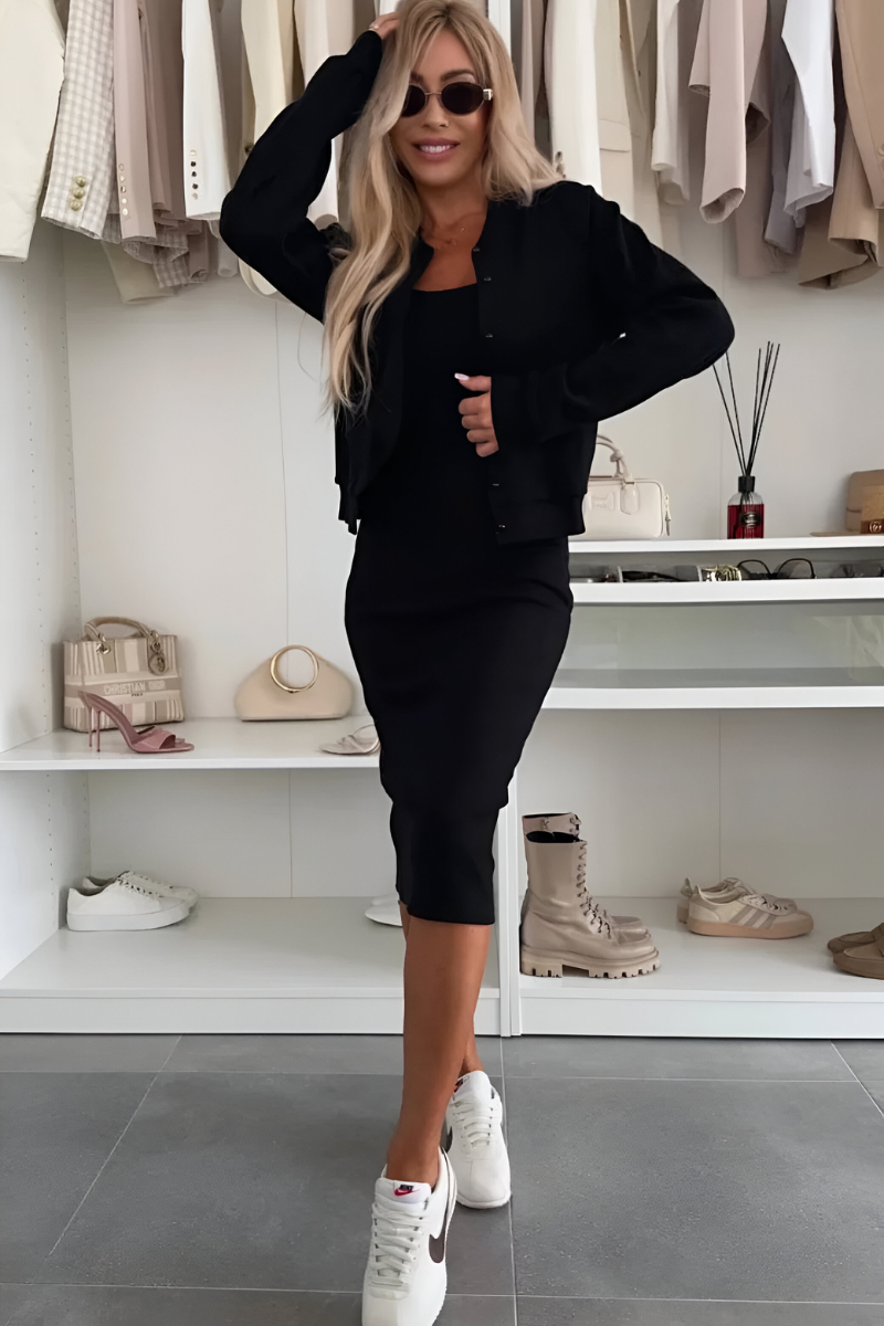 Clara™ | Cozy Midi Dress with Matching Cardigan