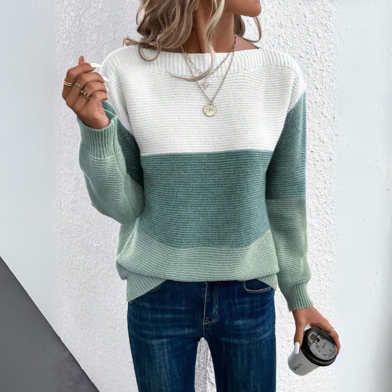 Sophia™ - Stylish Tri-Color Knit Sweater