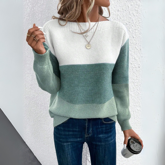 Sophia™ - Stylish Tri-Color Knit Sweater