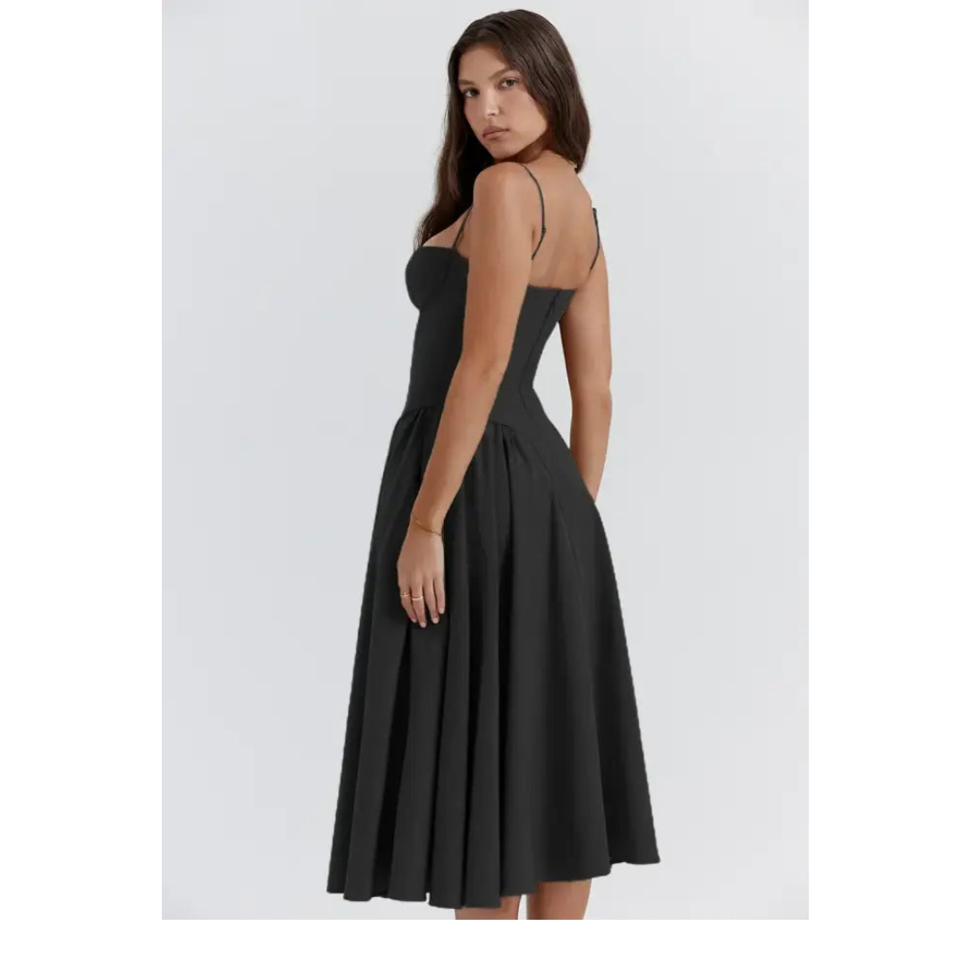 Elegant Essence Sleeveless Corset Midi Dress