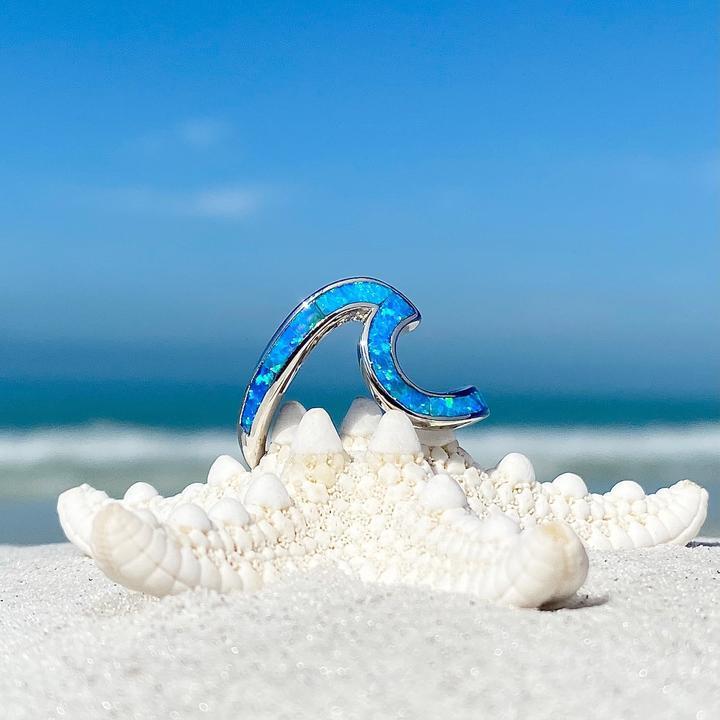 Opal and Silver Sea Wave Ring