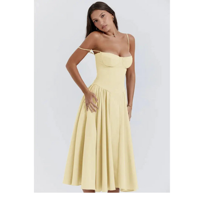 Elegant Essence Sleeveless Corset Midi Dress