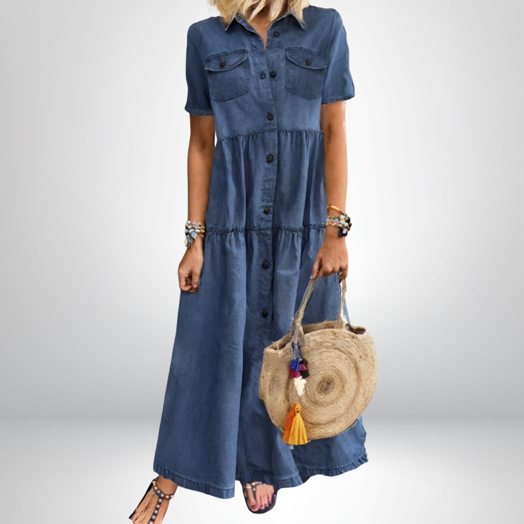 Mika - Cozy Button-Up Denim Dress