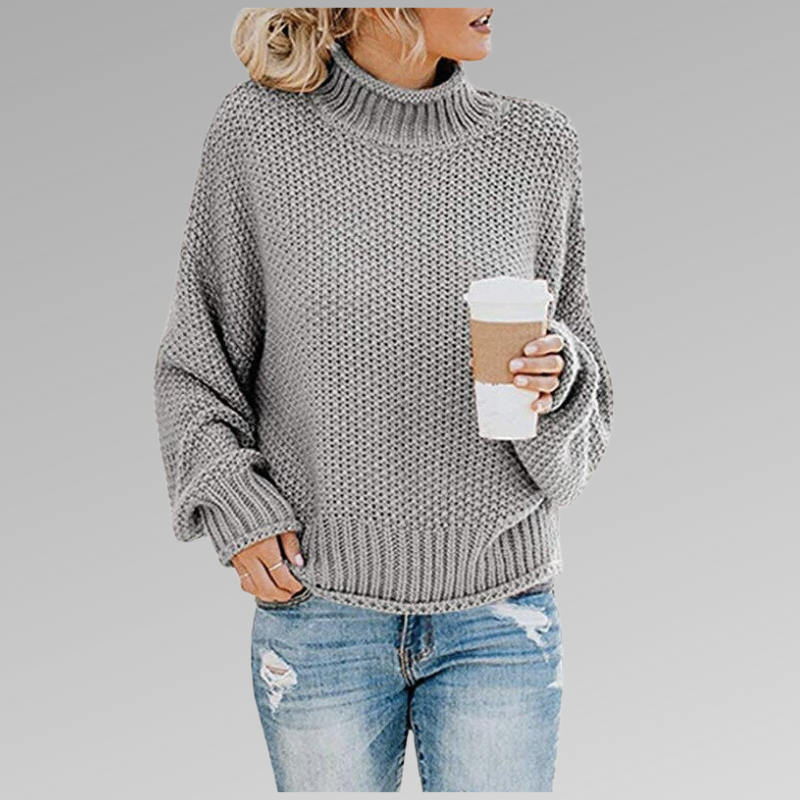 Hazel™ - Chunky Knit Mock Neck Sweater