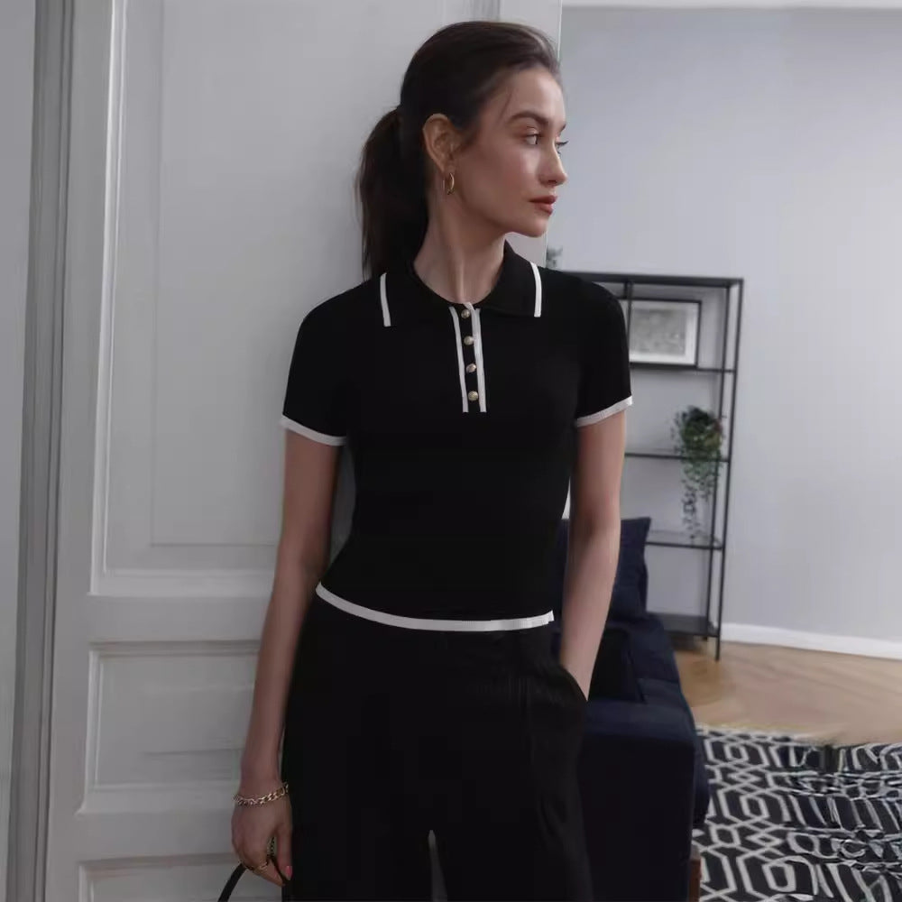 Button-Detail Knit Top