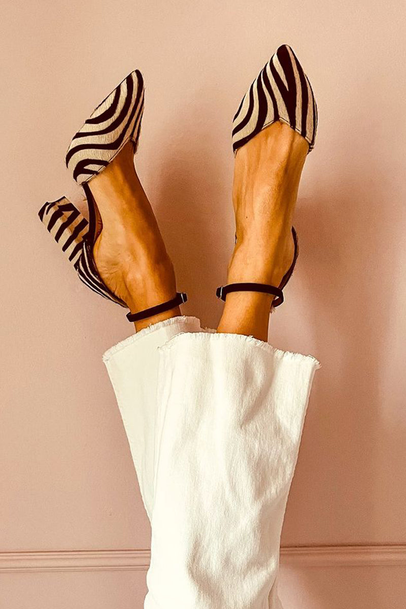 Zebrina™ | Zebra Print Medium Heeled Strap Sandals