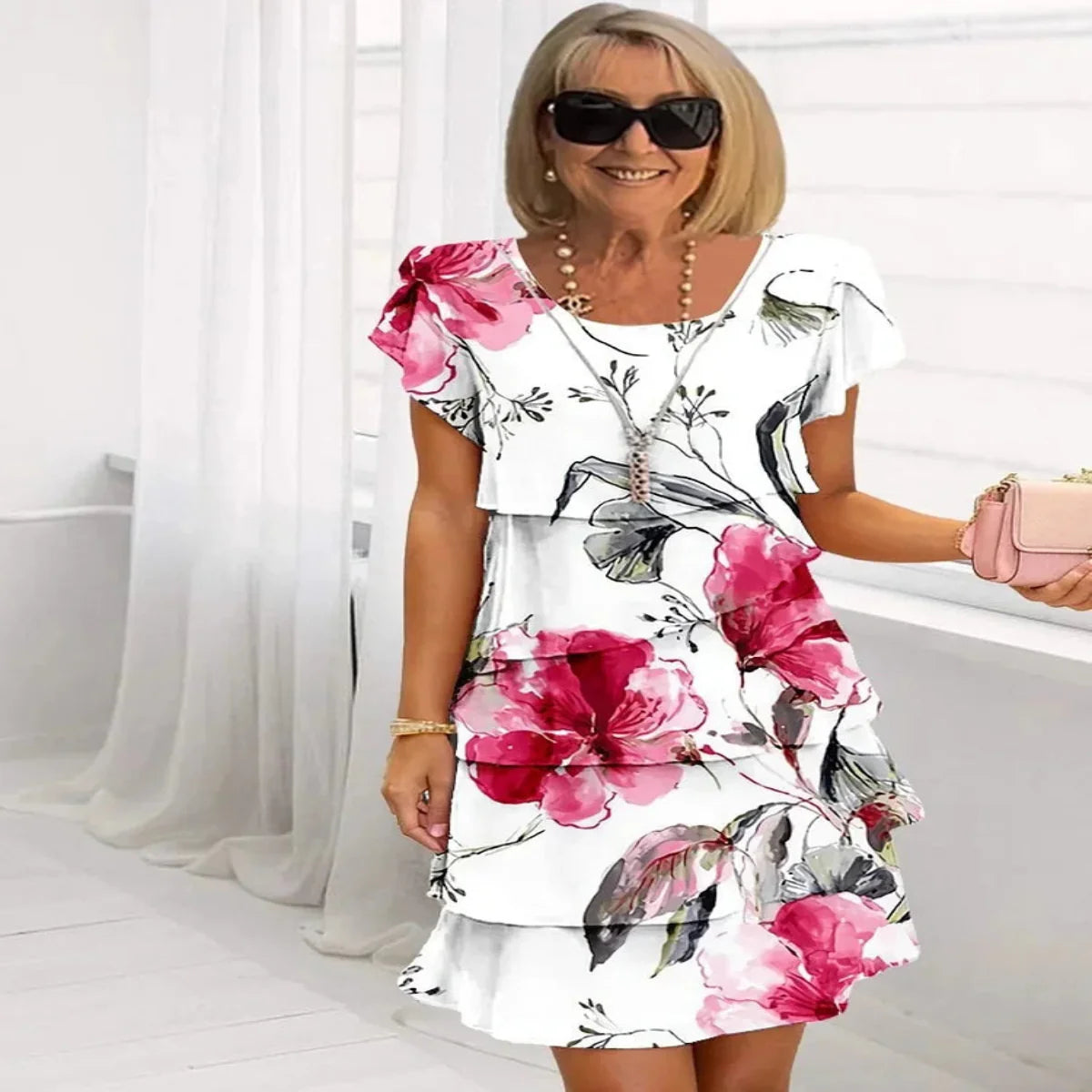 Whimsical Maxi Dress with Lorry Garden Print