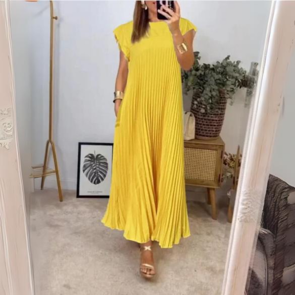 Elara™ - Flowing Pleated Maxi Dress